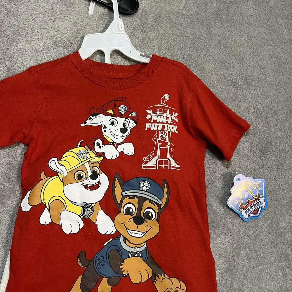 PAW Patrol Shirt Shorts Set Toddler Boys 3T White Marshall Chase Rubble